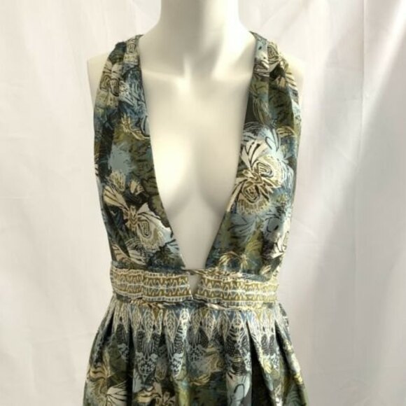 Free People Dress Green Multicolor Daydream Butterfly Boho Low Back Mini L - Picture 8 of 10